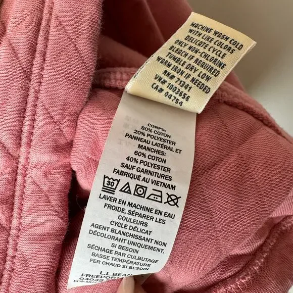 L.L. Bean Mock Neck Quilted Pullover Rose Pink Size L - Picture 7 of 8
